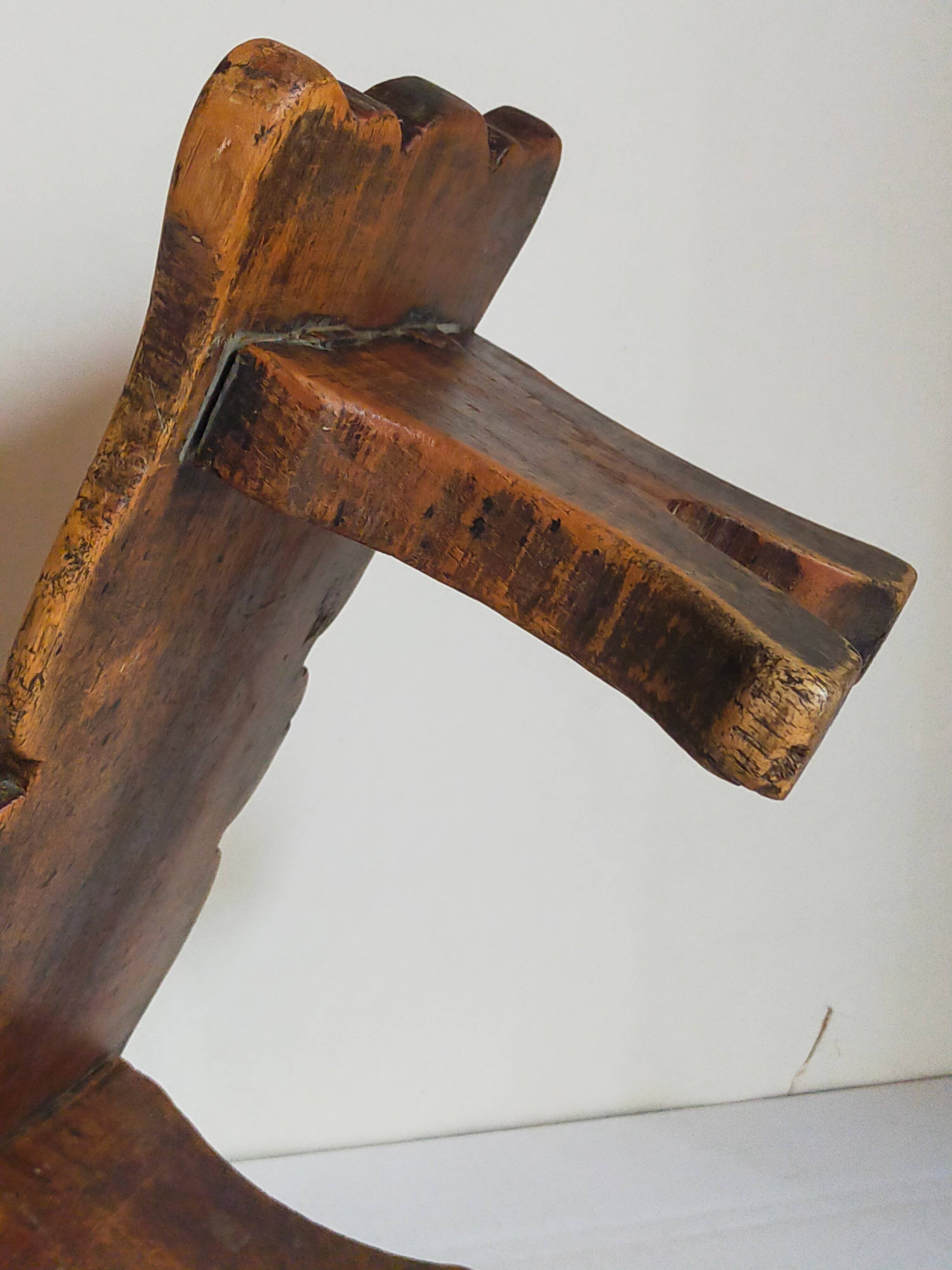 Old footstool in solid wood 19th century