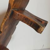 Old footstool in solid wood 19th century