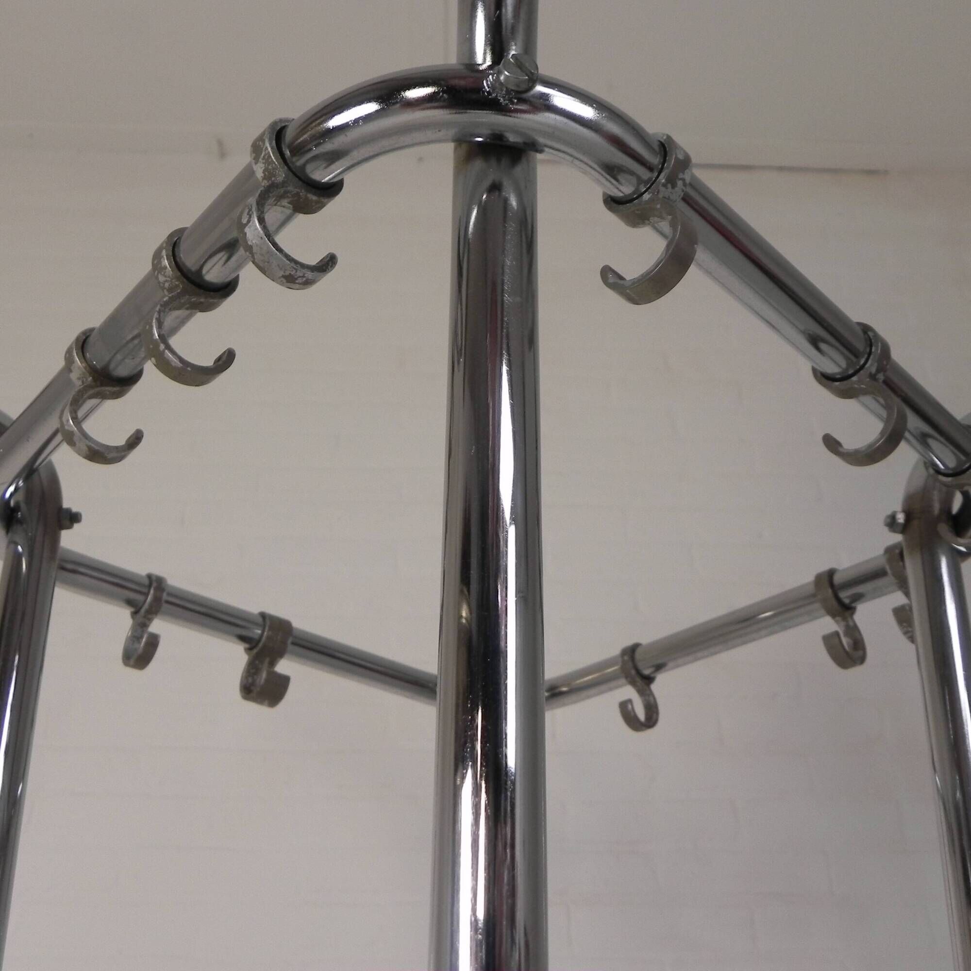 Freestanding Tubax coat rack with 4 tubes and 12 hooks, 1950s