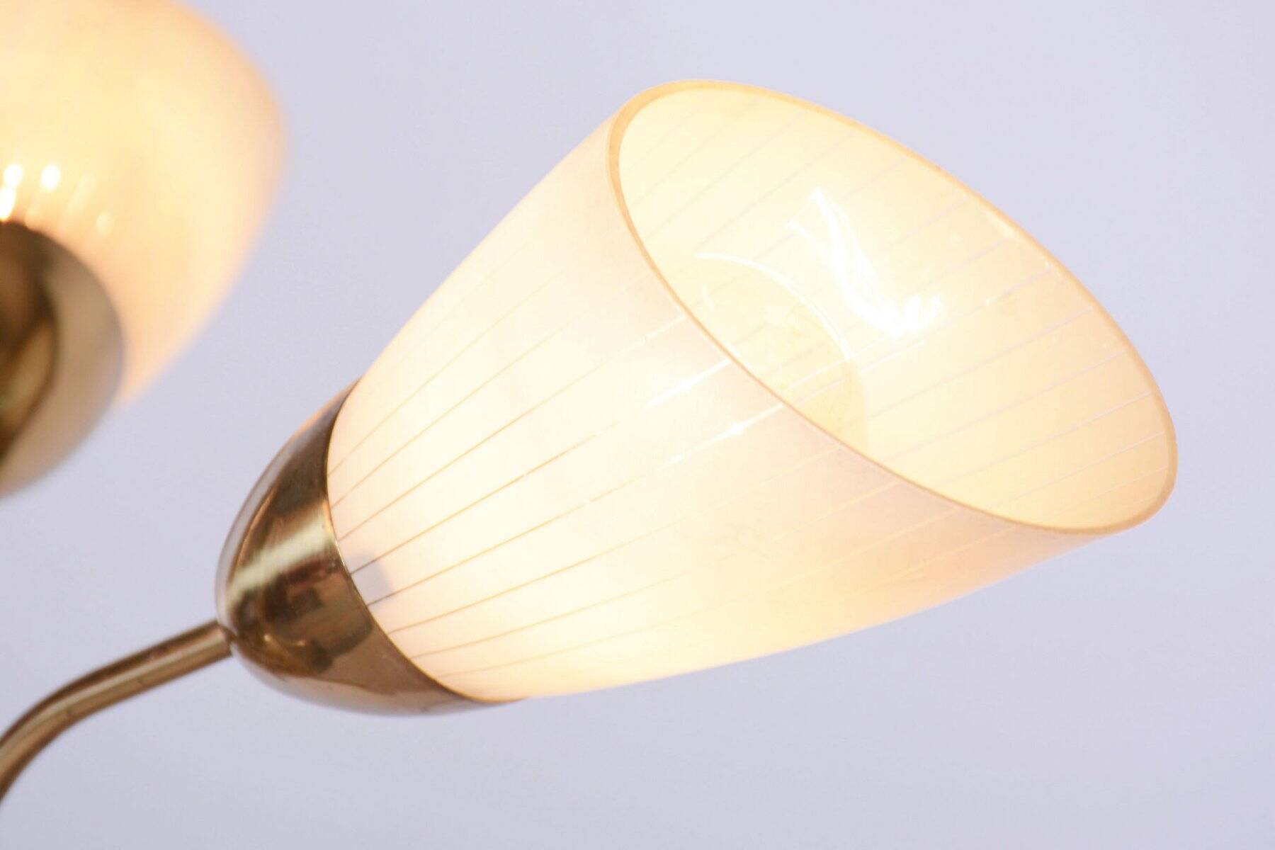 Mid-Century Chandelier in Brass and Frosted Glass, Czech, 1950s