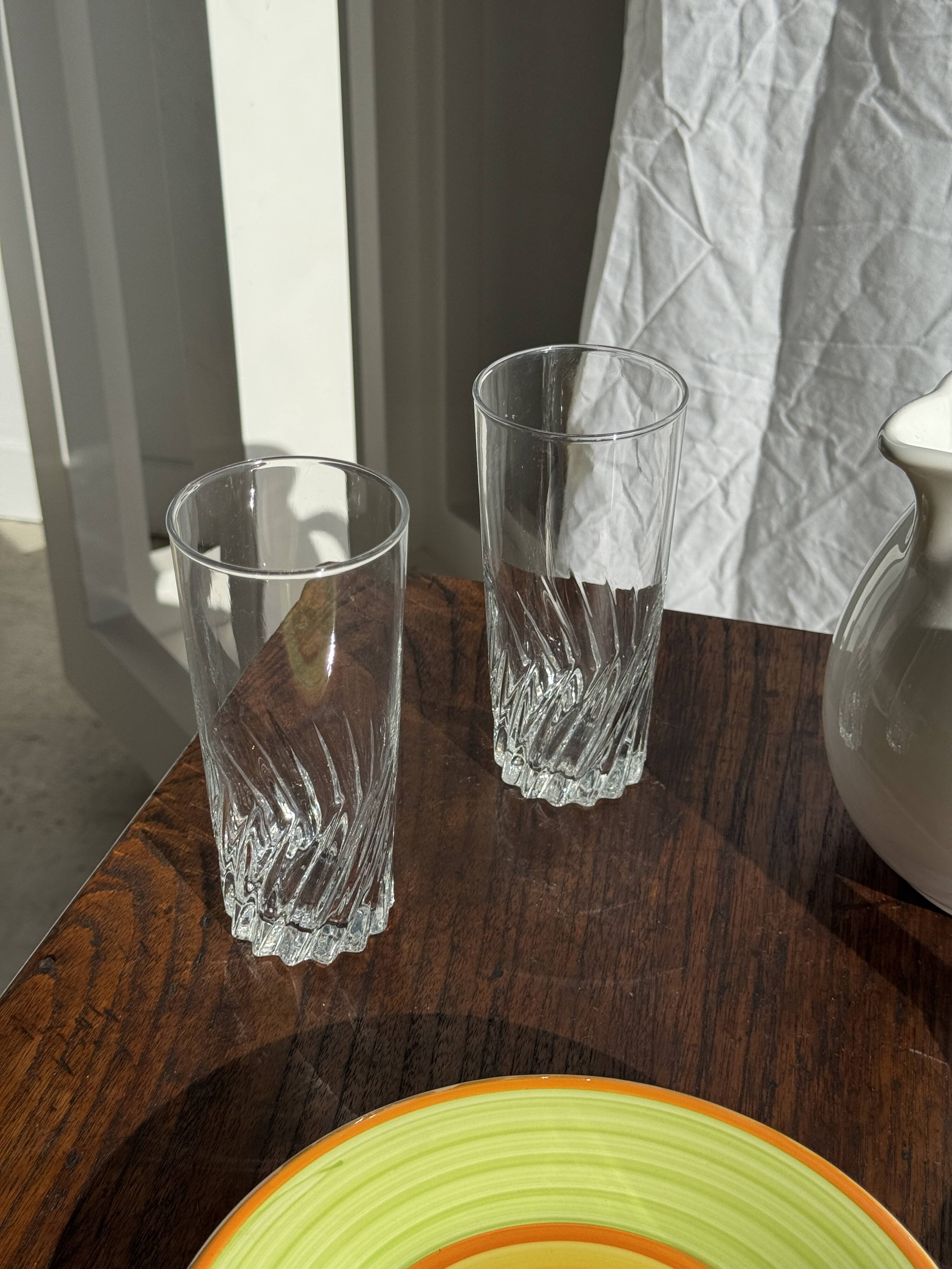 90s white and green ceramic carafe H17 D11