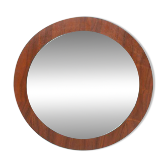 Vintage walnut wall mirror, minimalist from the 1960s.
