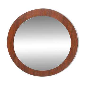 Vintage walnut wall mirror, minimalist from the 1960s.