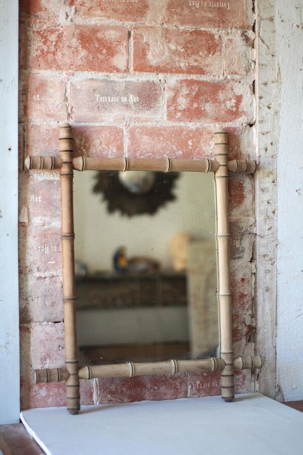 Miroir bois imitation bambou, miroir ancien, miroir à suspendre, déco intérieur