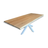 Table design chêne blanchi – pieds acier blancs - 2m20 x 1m00