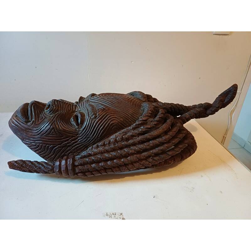African wooden mask from Ivory Coast, Baoulé
