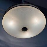 Metal ceiling pendant lamp, made of glass and metal, German mid-century modern style, 1960s.