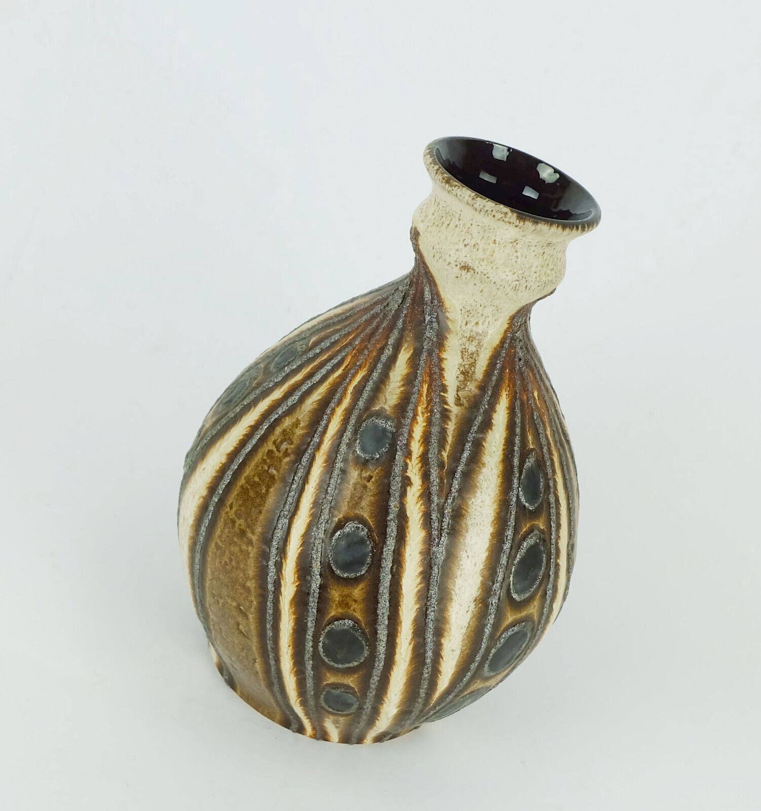 Vase mid century bay keramik model fat lava circle and wave pattern 1970s