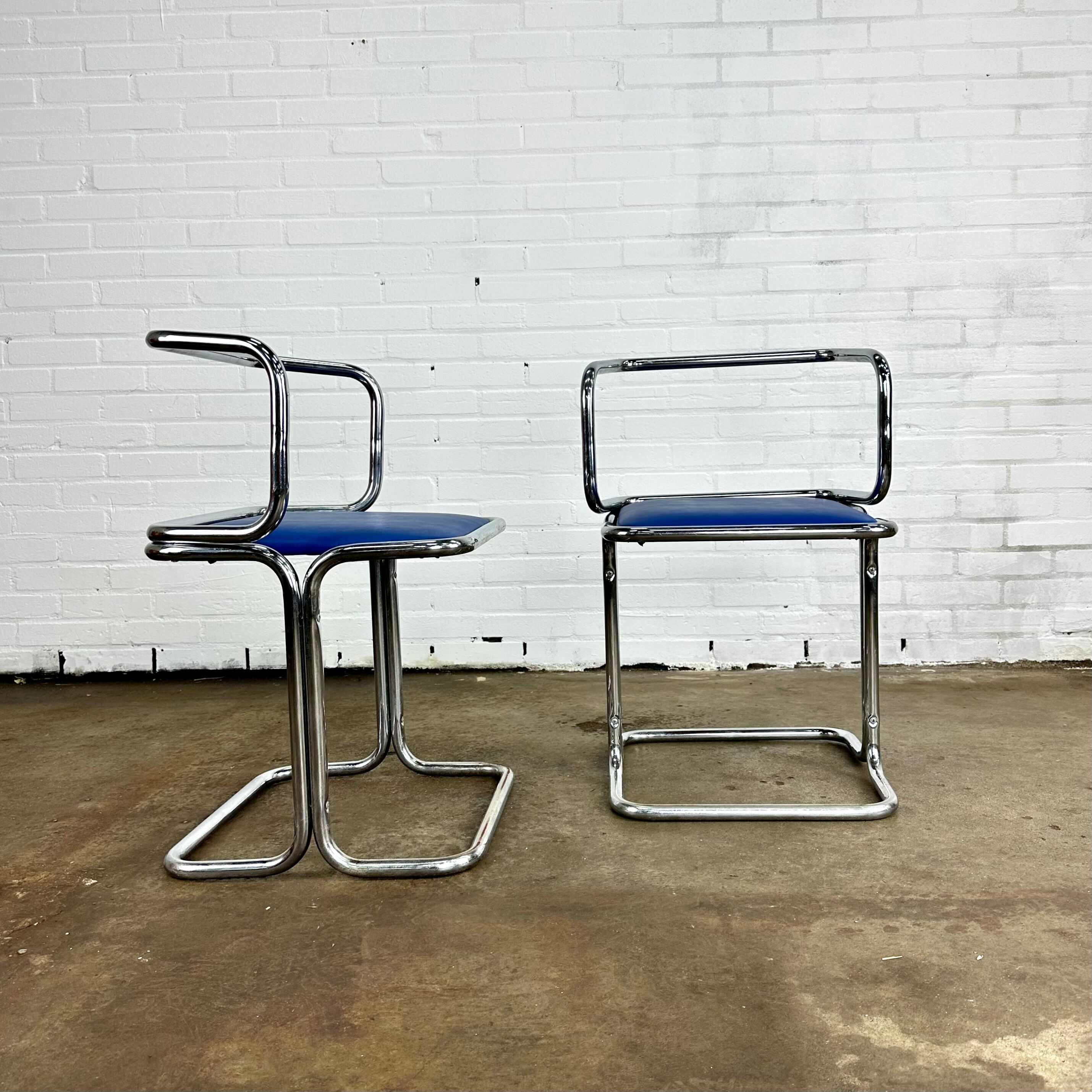Vintage design tube frame dining chairs