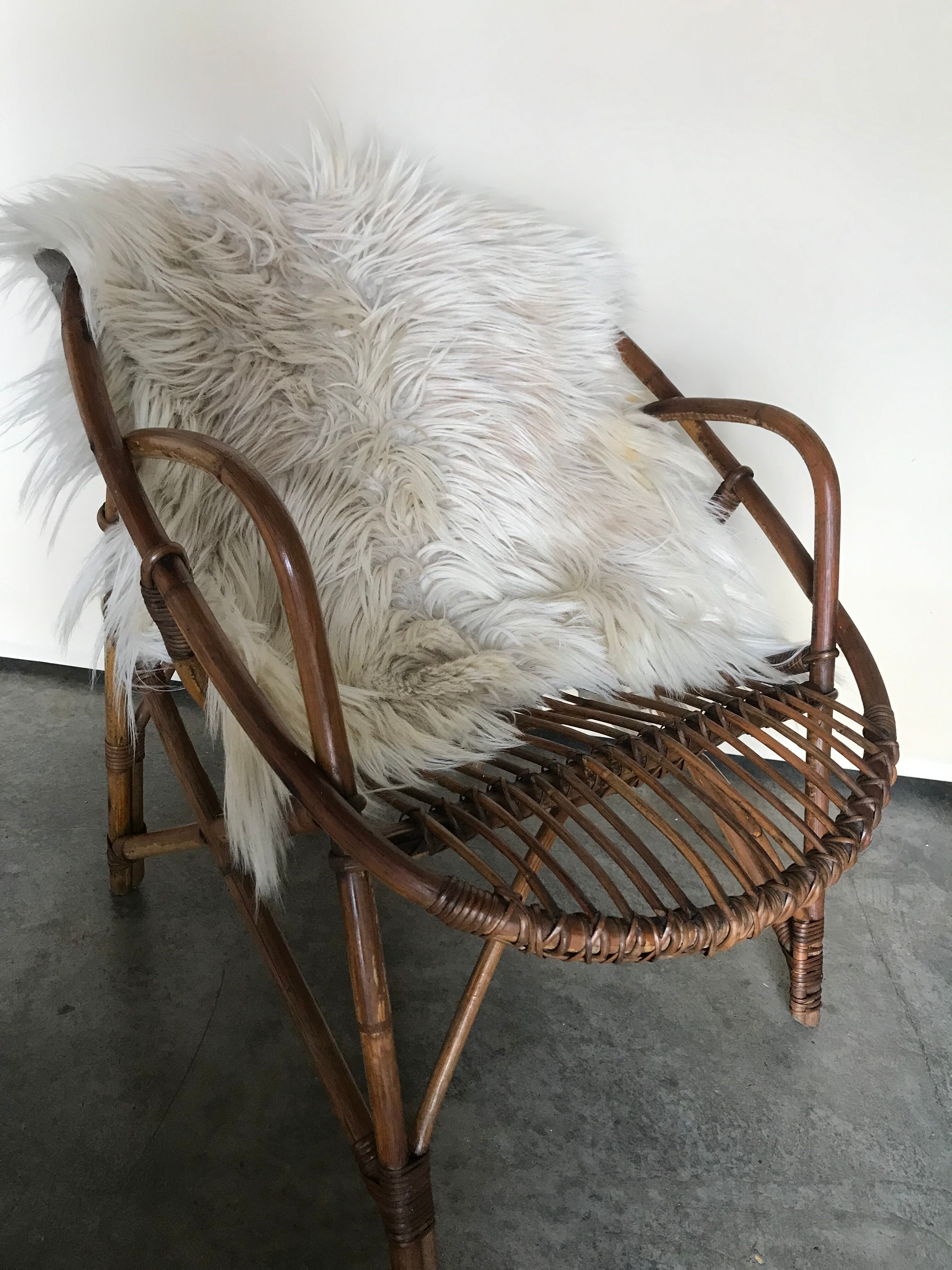 Rattan armchair vintage shell adult 1960