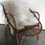 Rattan armchair vintage shell adult 1960