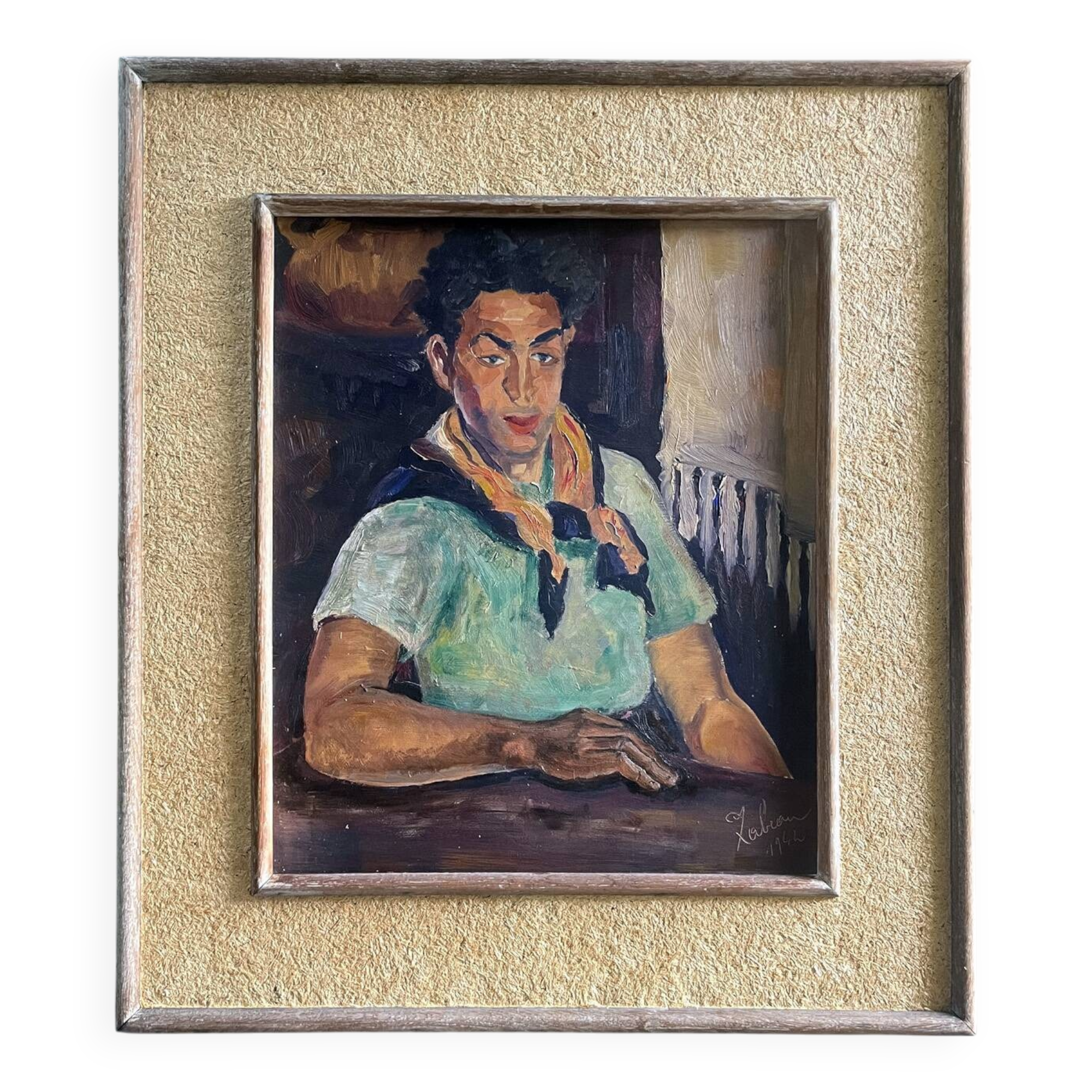 Painting 1942 "The Young Man with the Scarf"