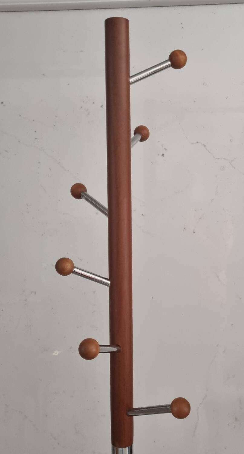 Wood and steel coat rack