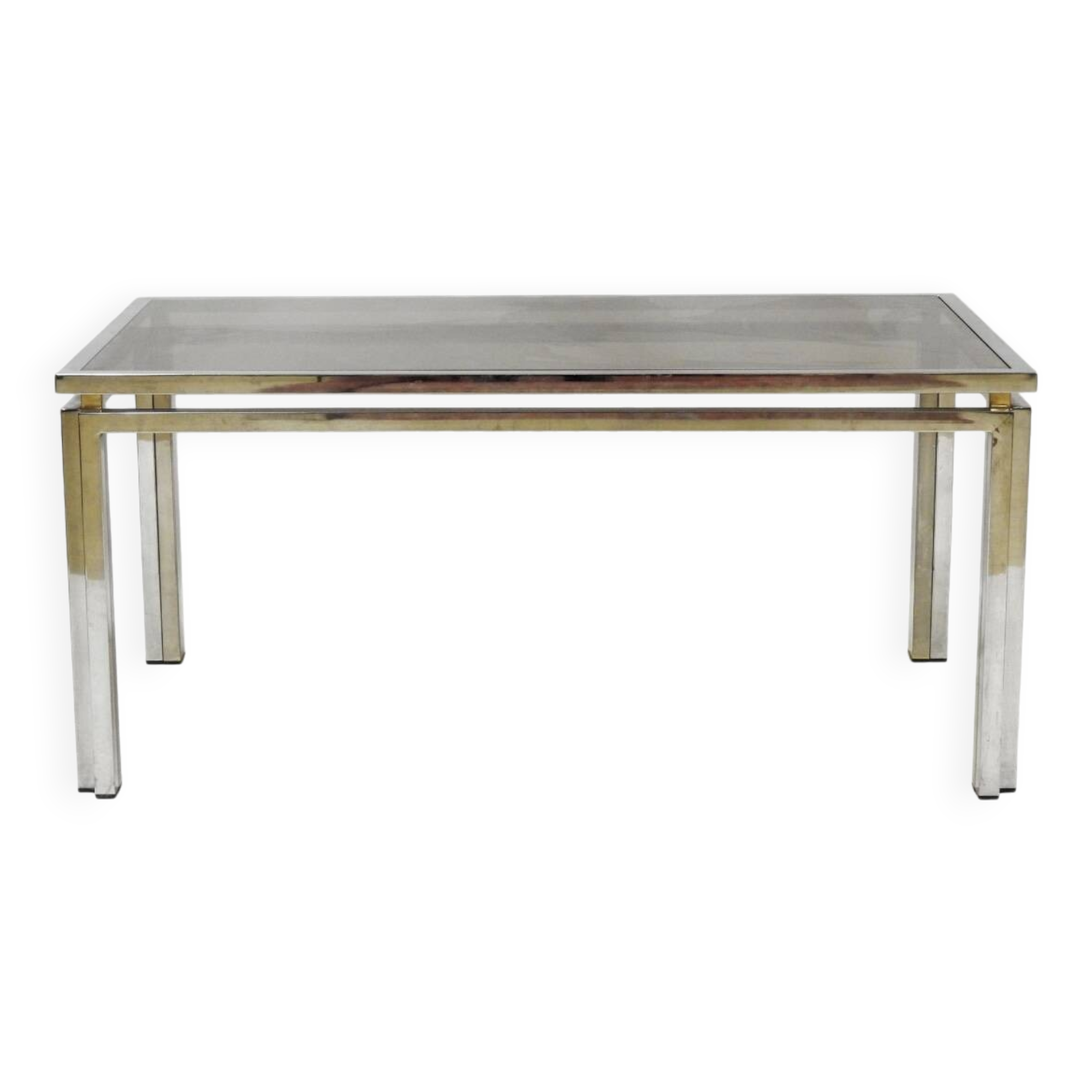Steel / smoked glass table in the style of Willy Rizzo