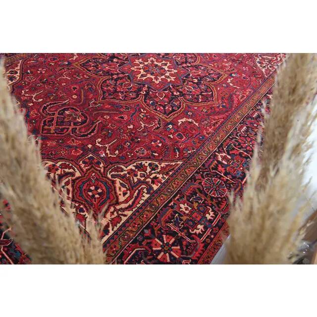 1960s Vintage Persian Handmade Wool Cotton Red Area Rug  242x339