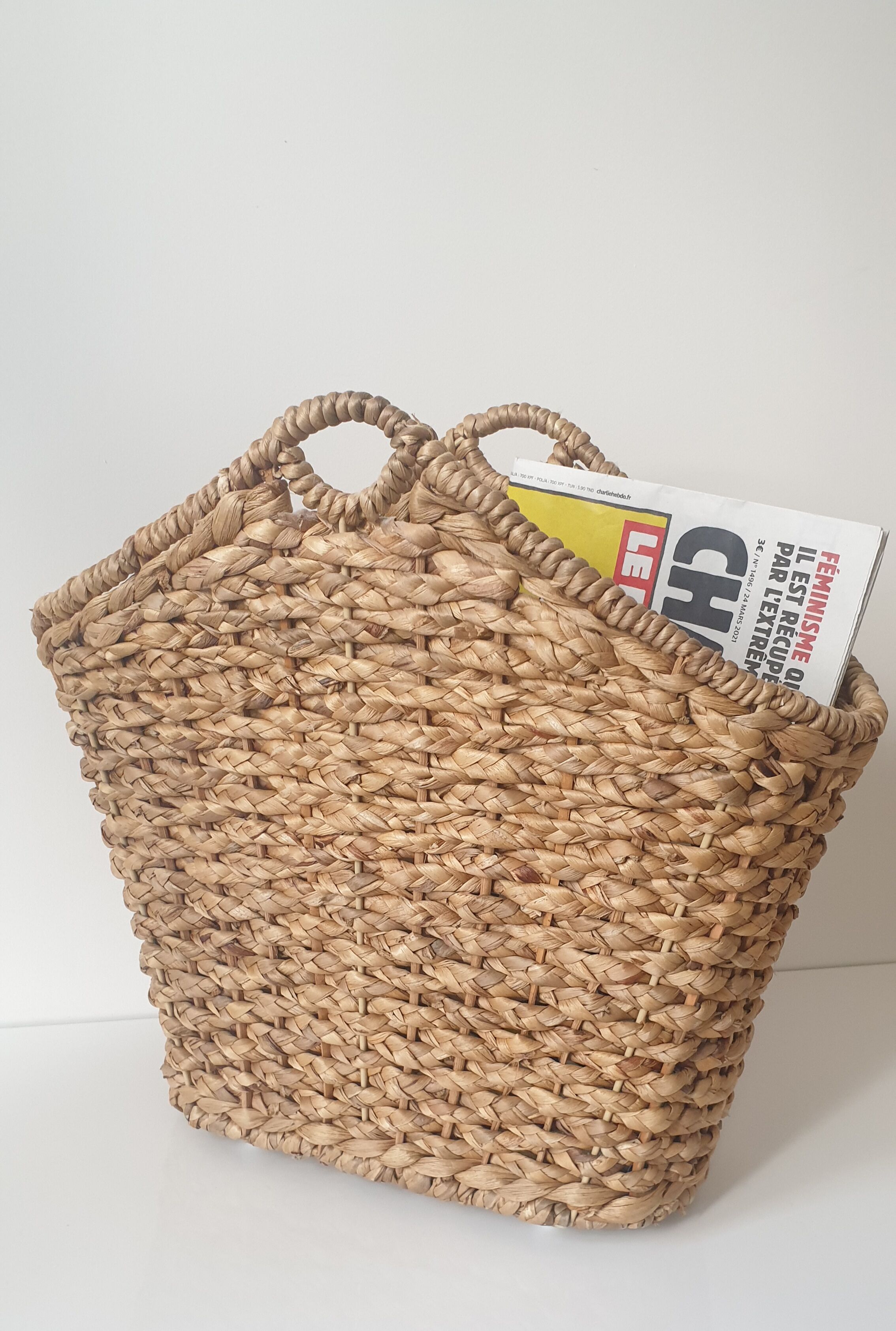 Vintage wicker magazine holder