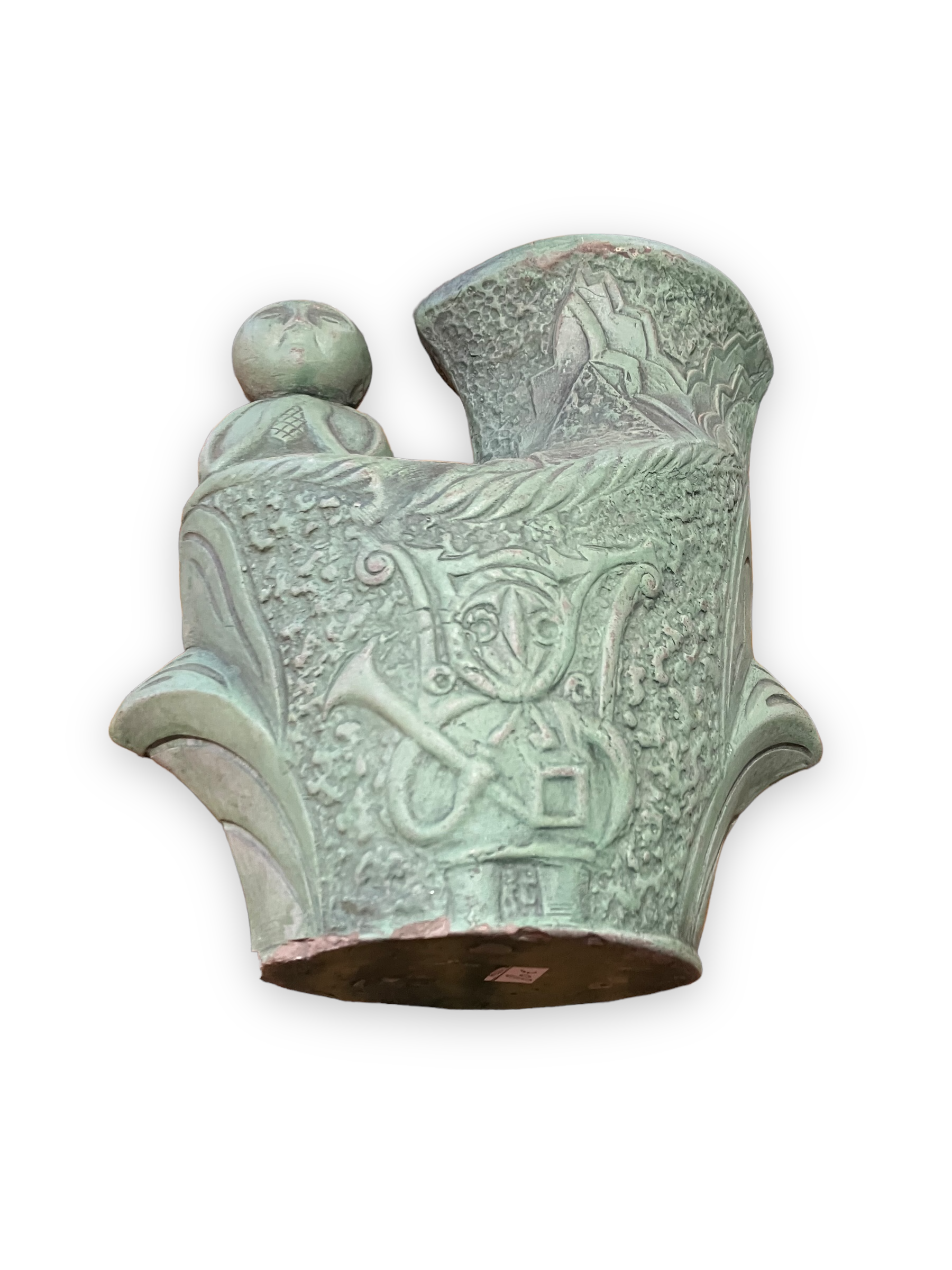 Ethnic anthropomorphic vase in patinated terracotta