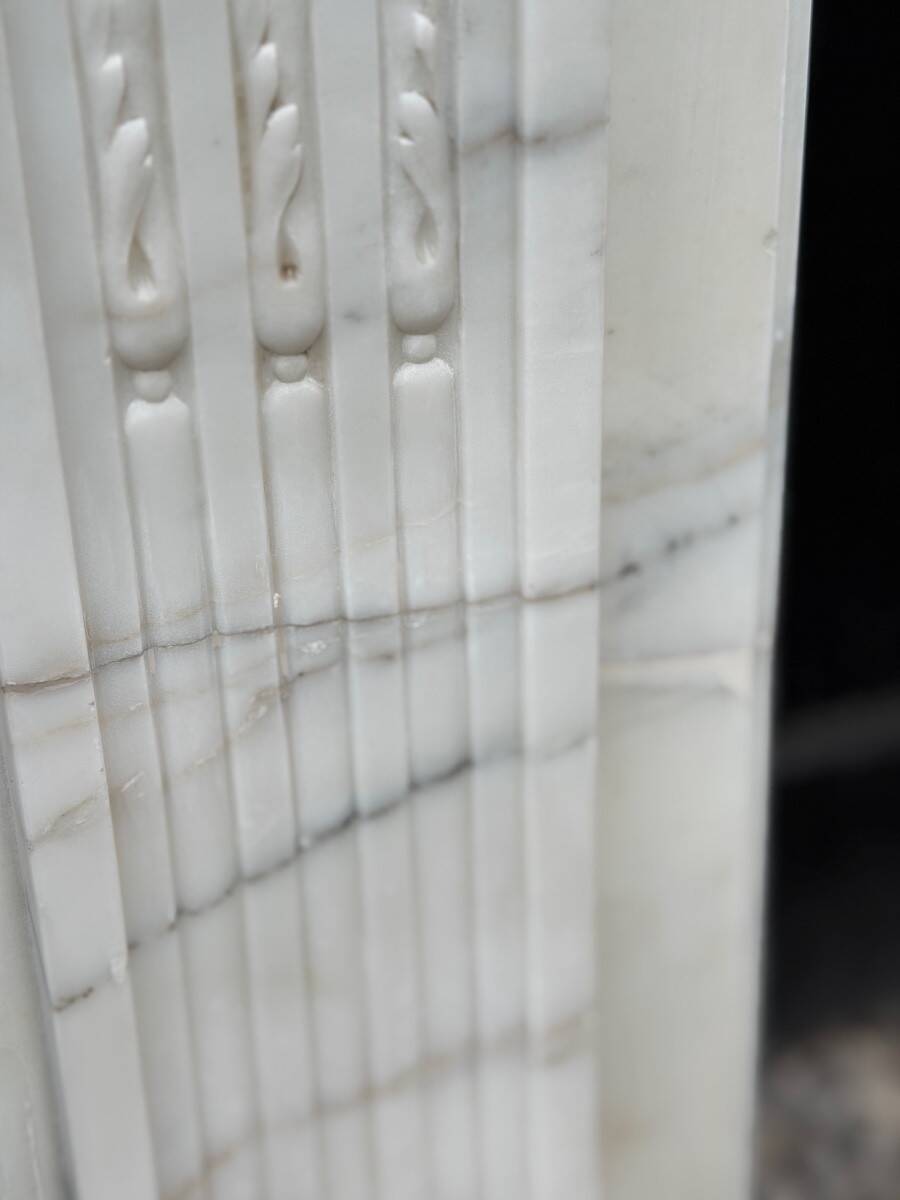 Louis XVI style fireplace in white Carrara marble circa 1880