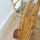 Set of 6 Vintage Wooden Dining Chairs: 1970s Mid-Century Bistro Style