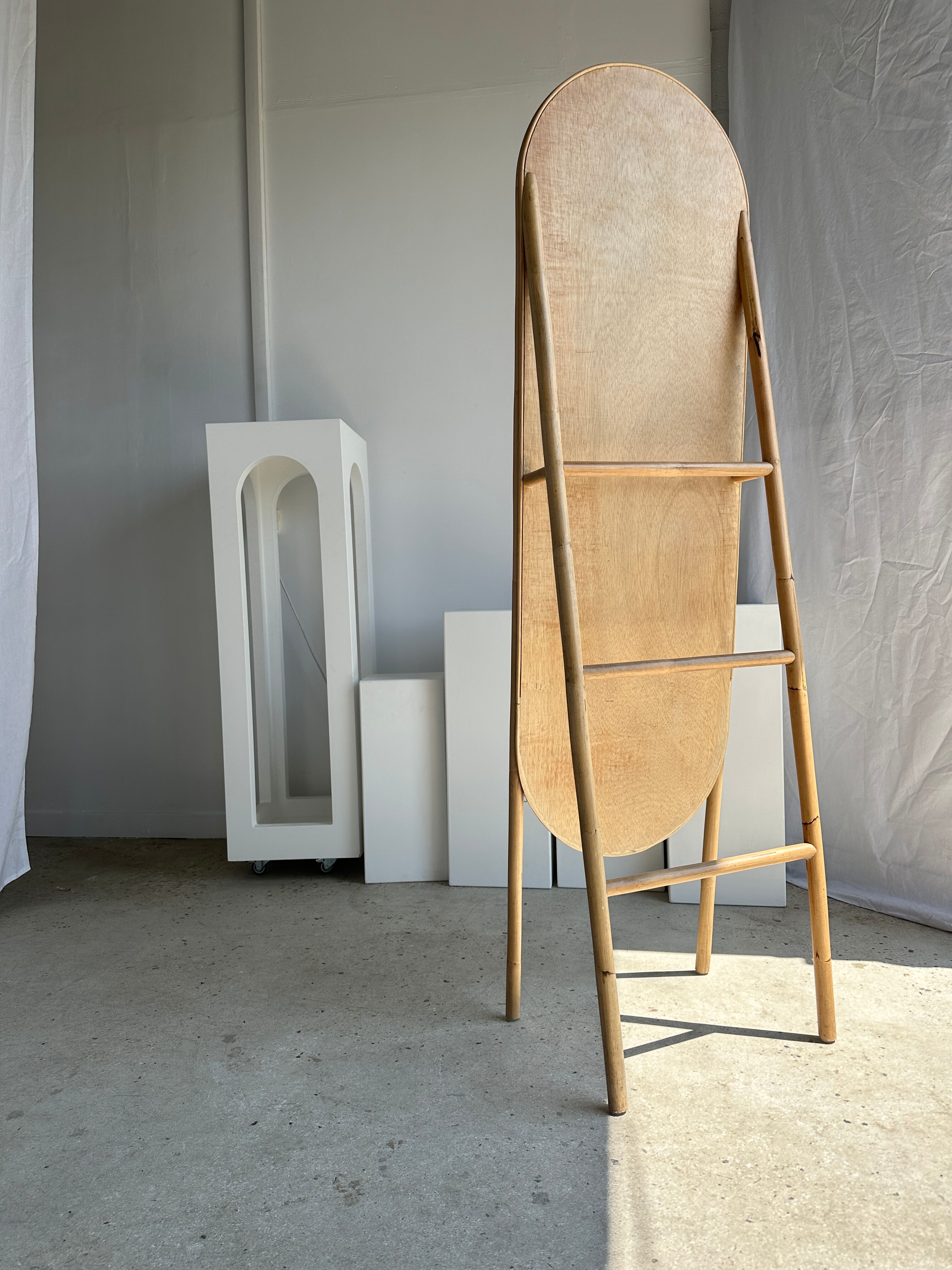 Floor mirror in bamboo and rattan H:1m80