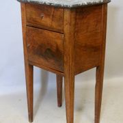 Directoire bedside table in walnut with marble top.