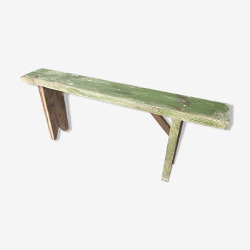 Brocante wooden bench, side table fresh green