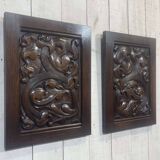 Pair of carved oak panels by Joseph Savina (1901-1983)
