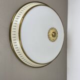 Plafonnier mural en métal opale moderniste, Italie années 1950