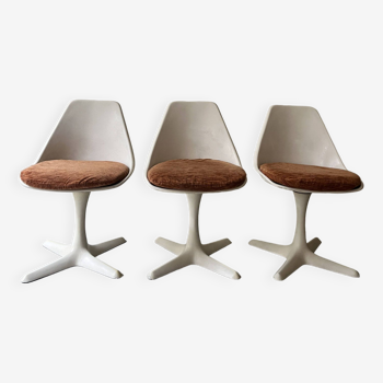 Set of 3 tulip chairs by Maurice Burke for Arkana, design 1970