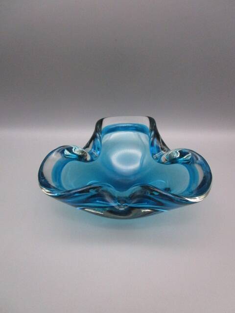 Vintage blue glass ashtray
