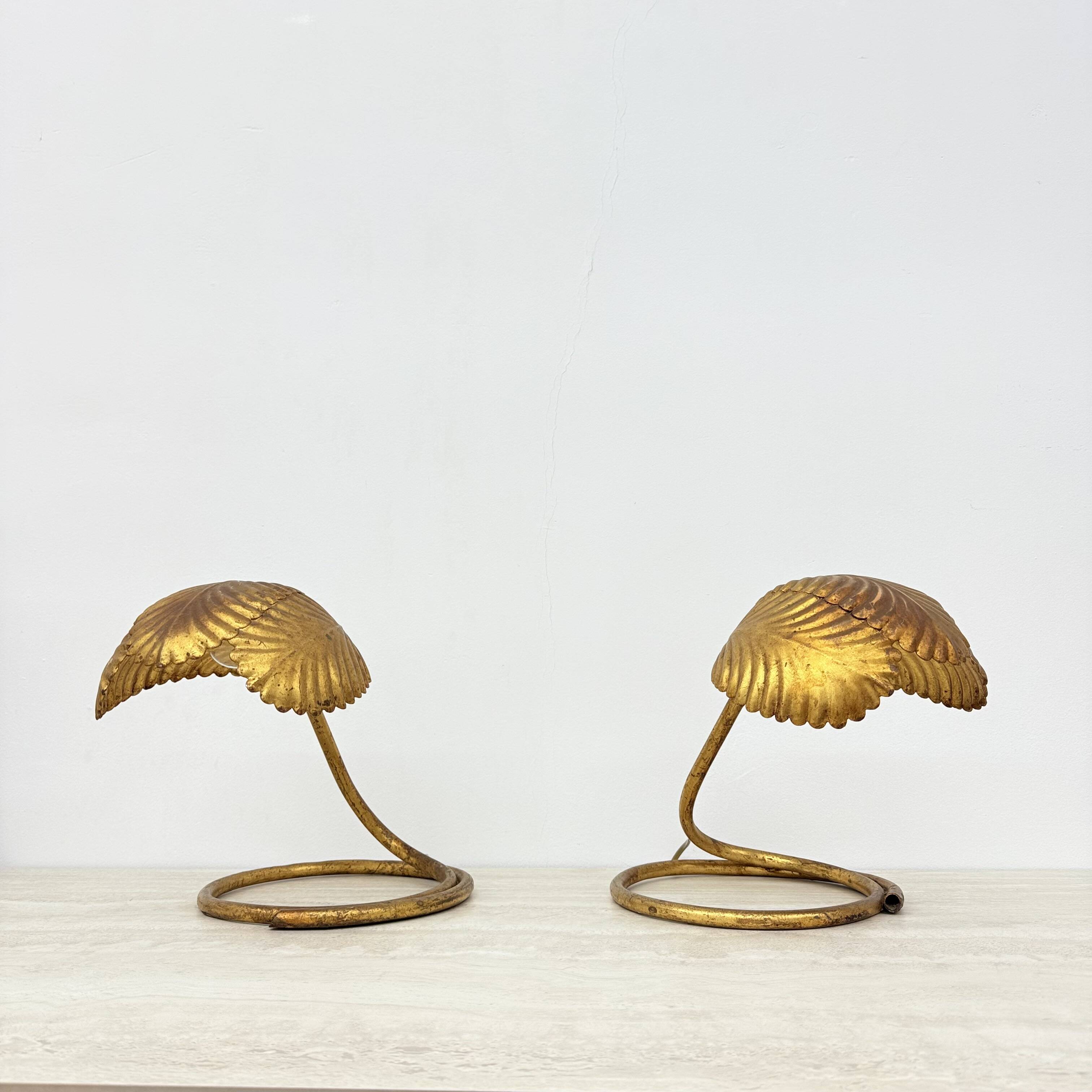 Pair of Mid-century table lamp leaf , 1970s