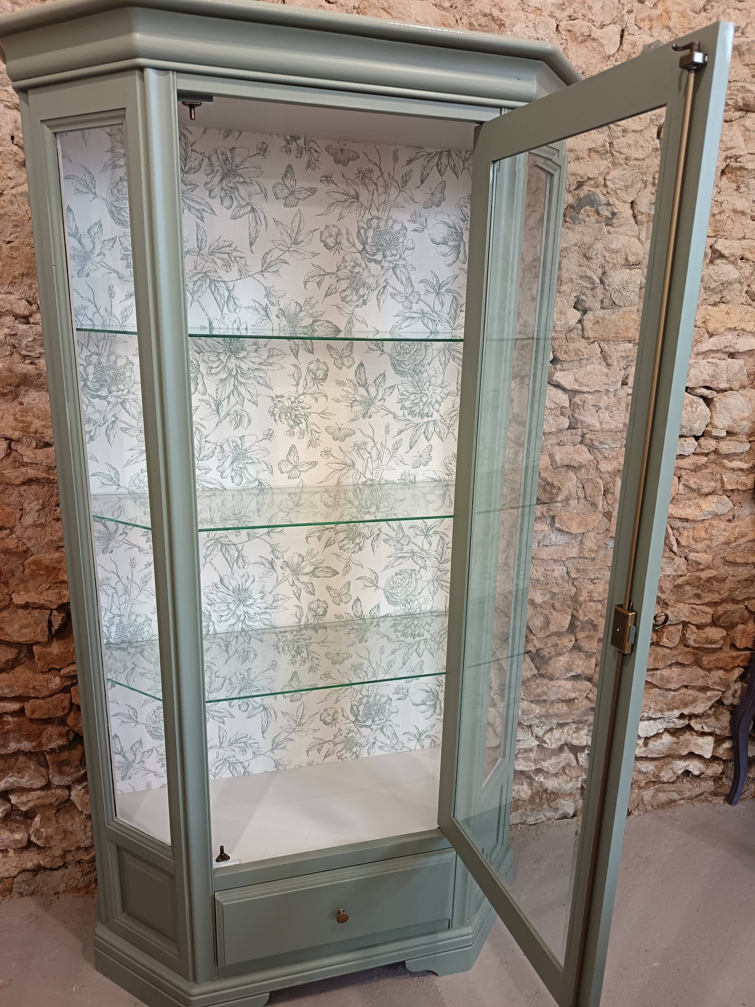 Bronze green display cabinet bookshelf