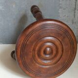 Low tripod stool in vintage turned solid wood