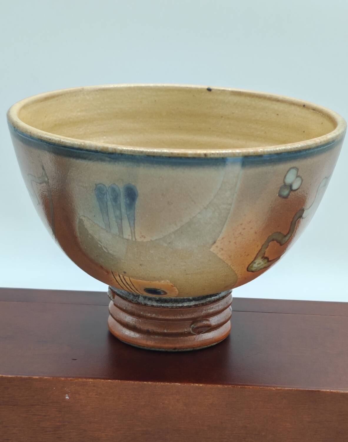 Suzy Atkins Japanese-style bowl on pedestal "the gift of fel"