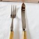 Case with cutlery for serving or cutting meat in baquelite