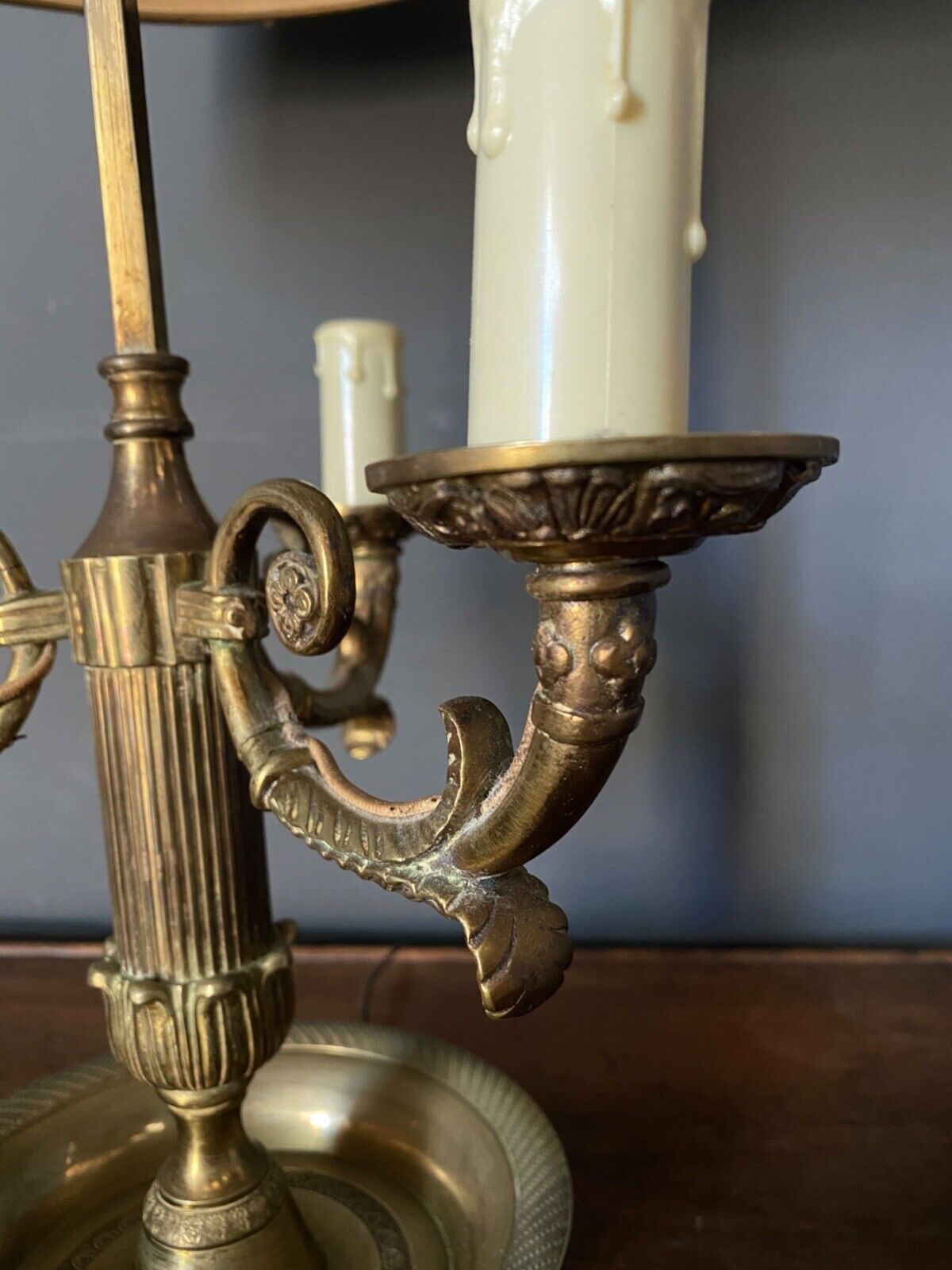 Lamp bouillotte bronze lampshade in sheet style empire mid-twentieth