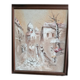Tableau vintage, représentant une scène de rue
