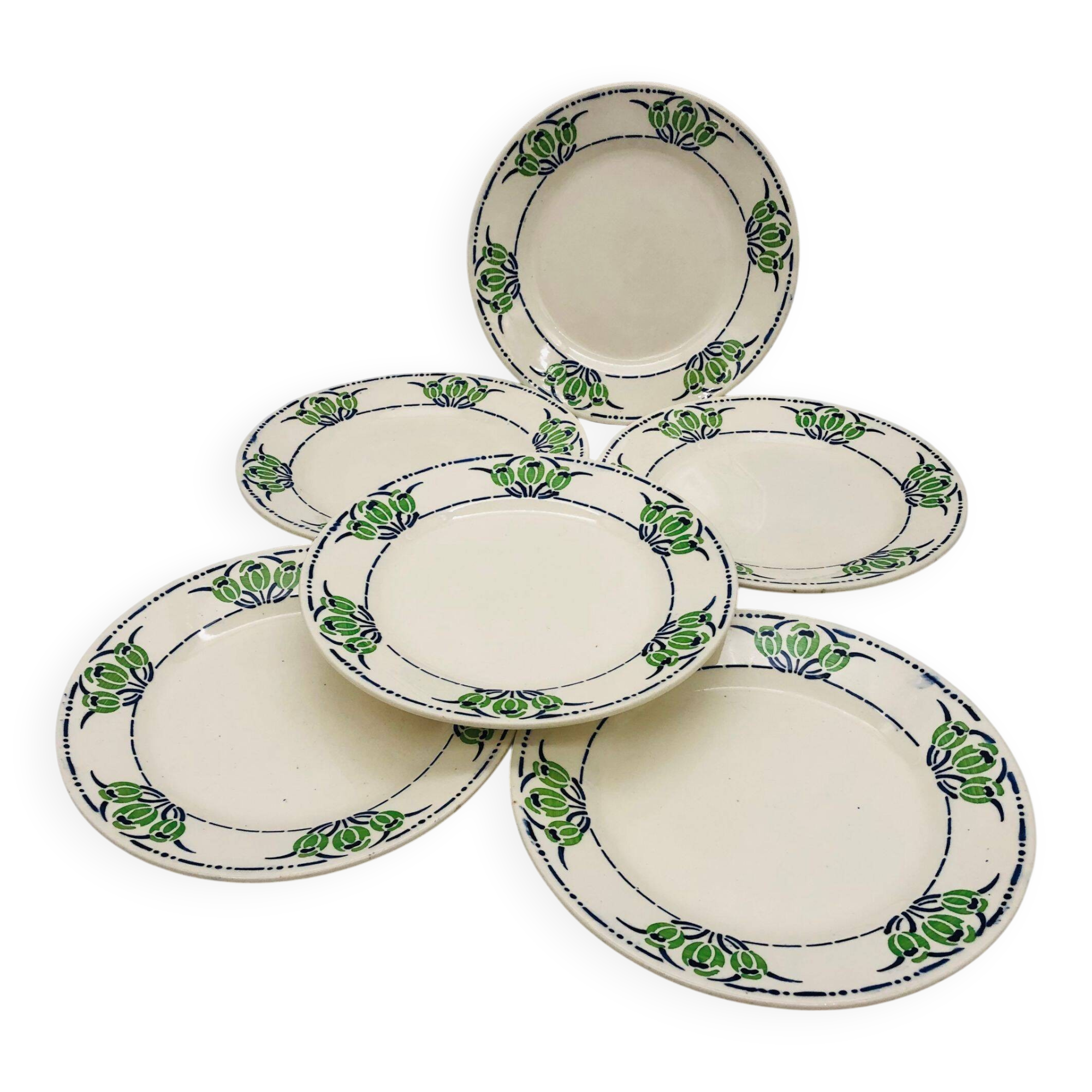 6 dessert plates Hippolyte Boulenger & Cie (HBC)