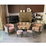 Ensemble canape et fauteuils anciens - restauration tissu Pierre Frey