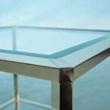 Minimalist coffee table in brass and glass, Regency style from the 1970s.