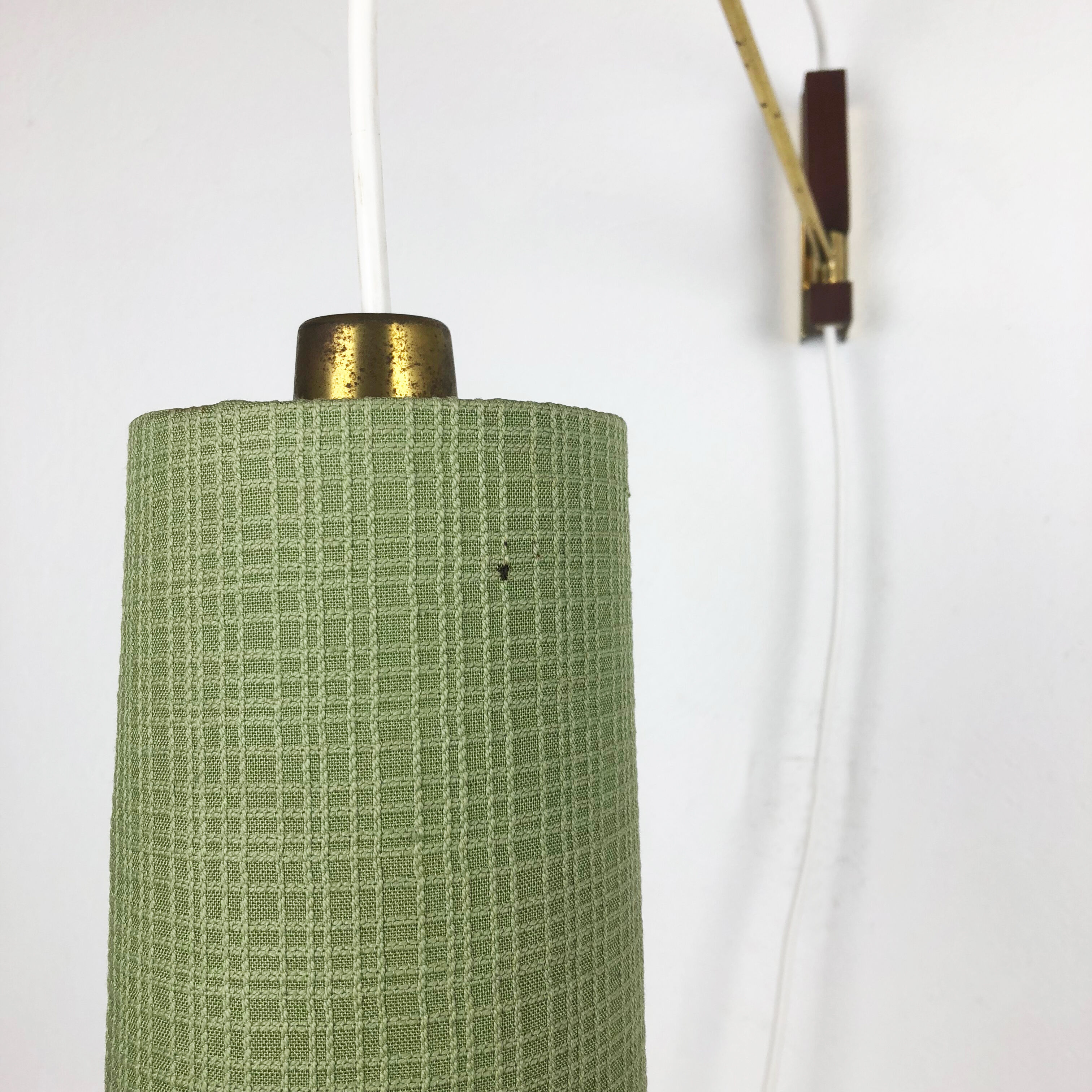 Danish brass and teak wall light, Denmark, 1960s