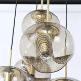 Grand cascading chandelier in smoked glass by Peill & Putzler, Germany, 1970s.