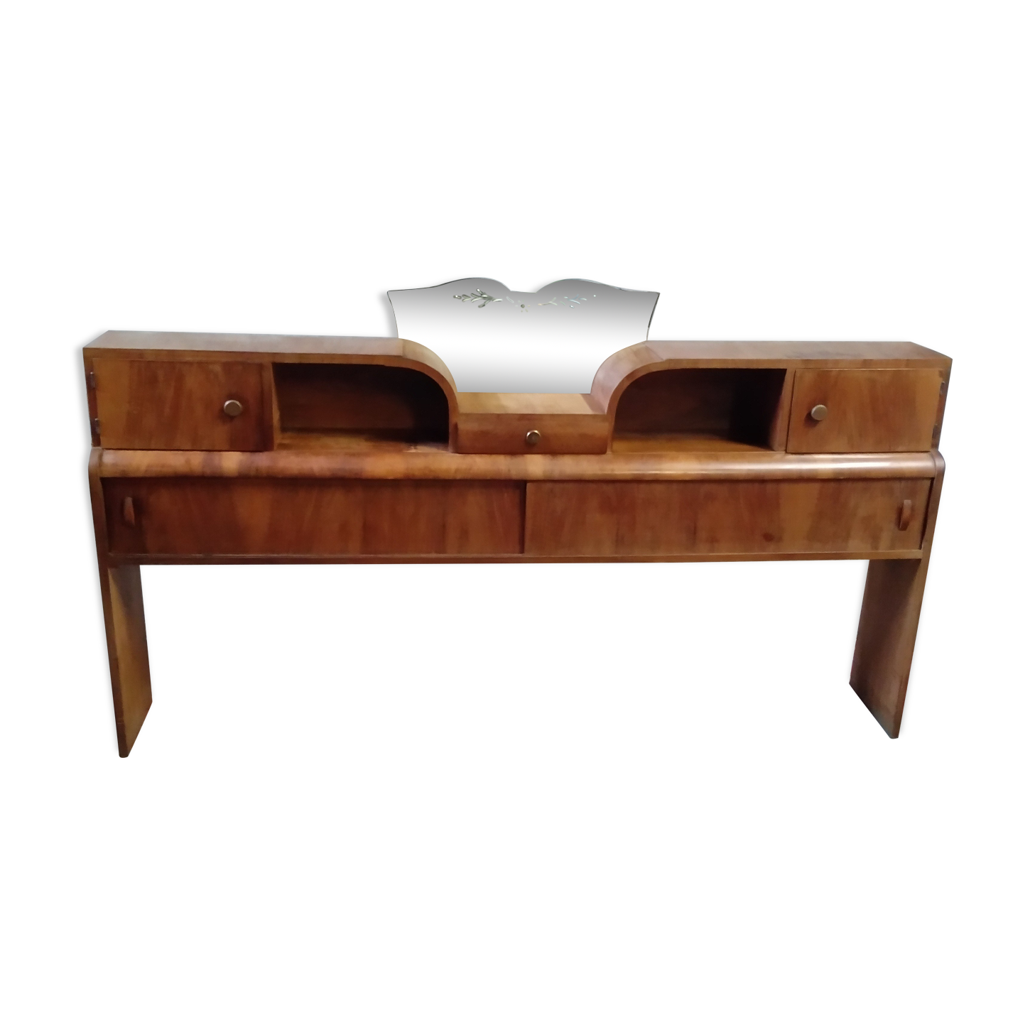Art deco headboard in walnut bramble