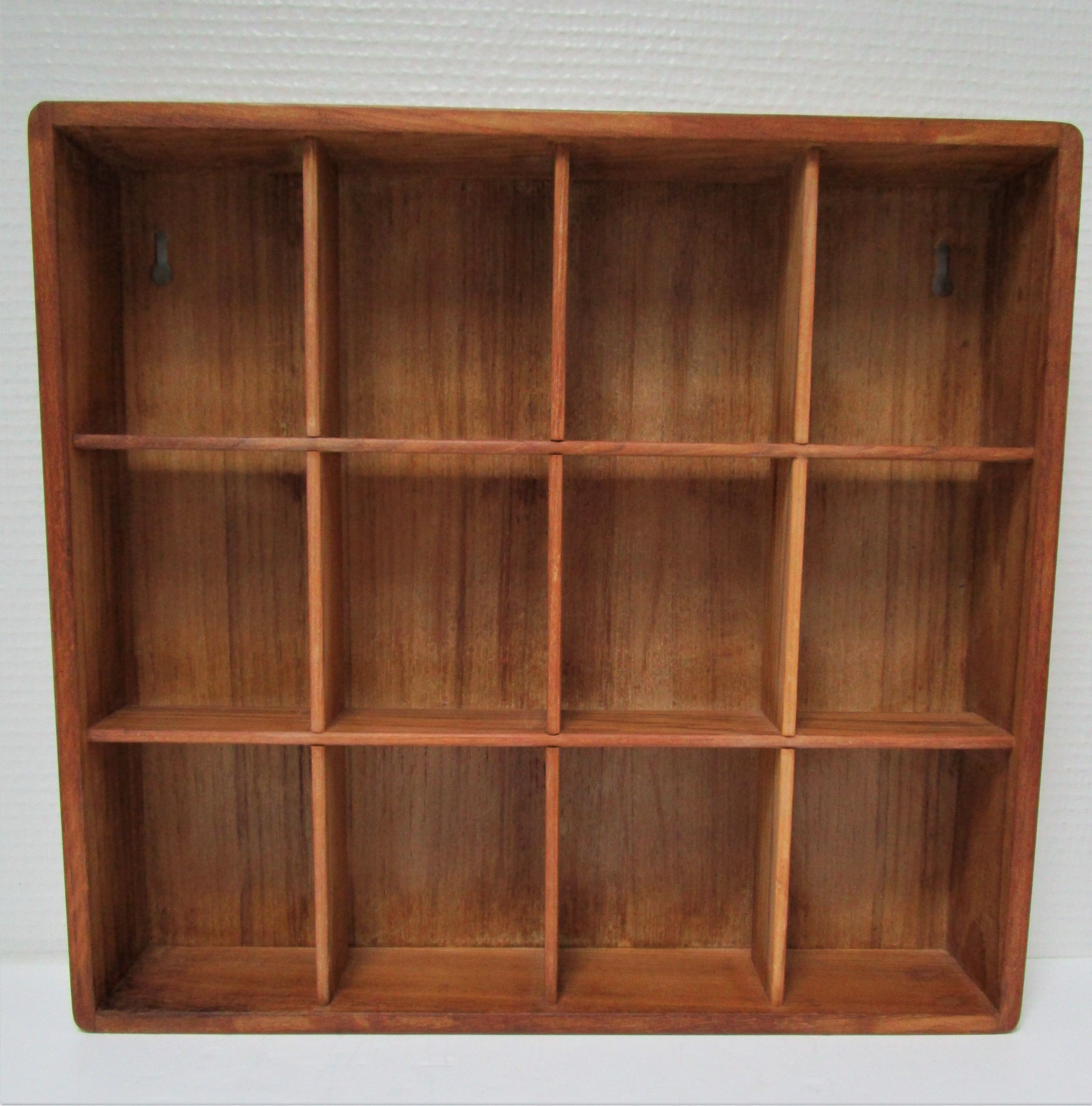 Vintage solid beech wood wall shelf