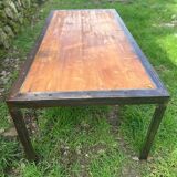 Large industrial table in wood and metal