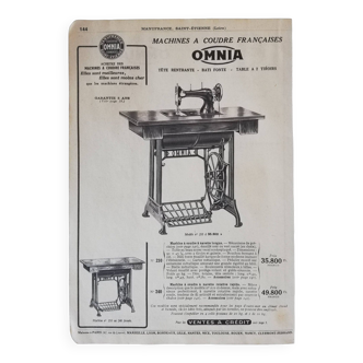 Affiche machine à coudre Omnia 1953 modèle à tête rentrante