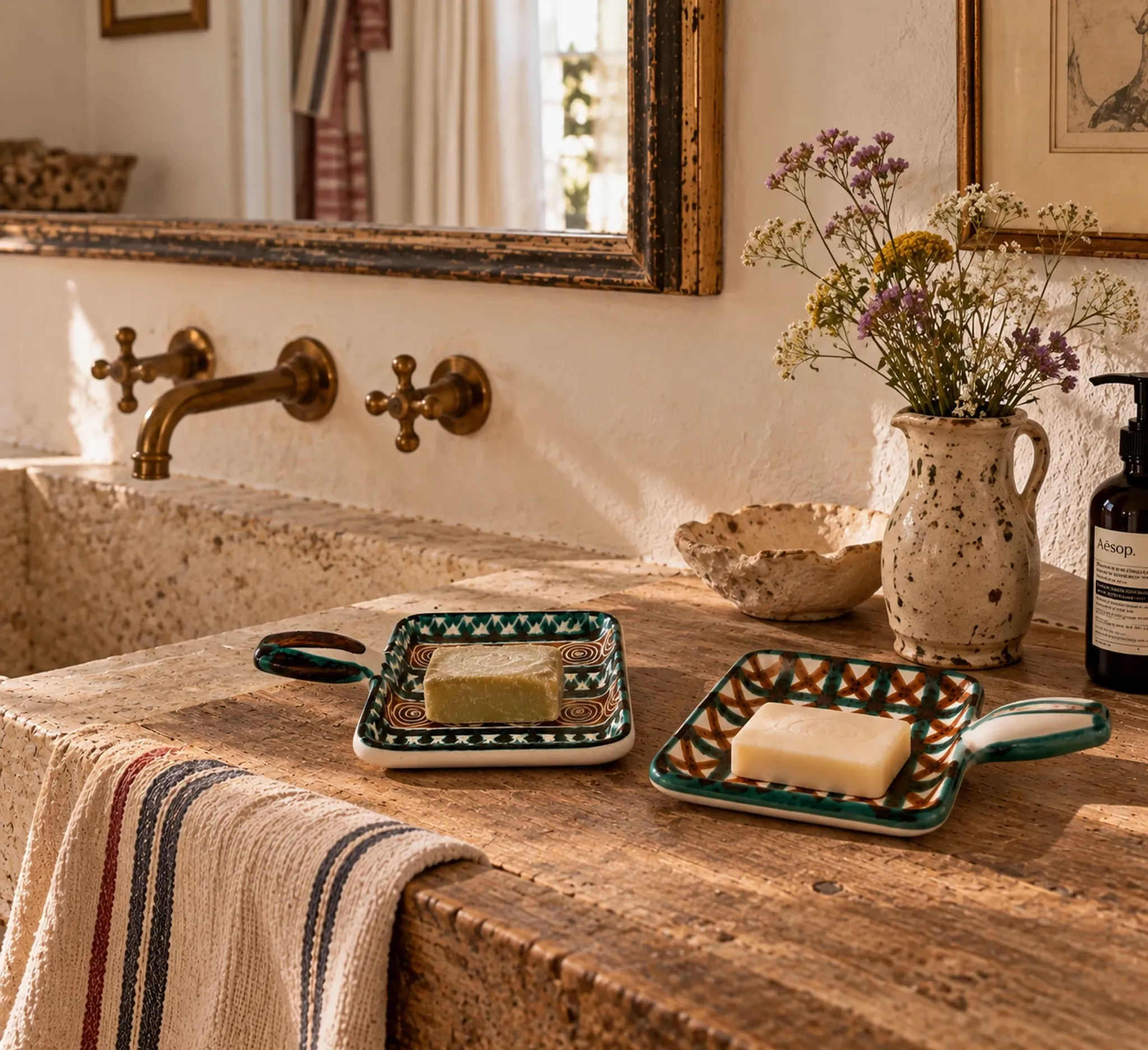 Pair of Robert Picault Ceramic Handled Trays, Vallauris, France, circa 1950