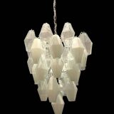 Large Polygon White Murano Glass Chandelier 1980’s