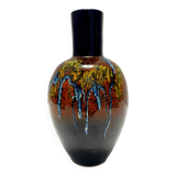 Multicolored Glazed Earthenware Vase by Roberto Rigon for Bertoncello, Ital