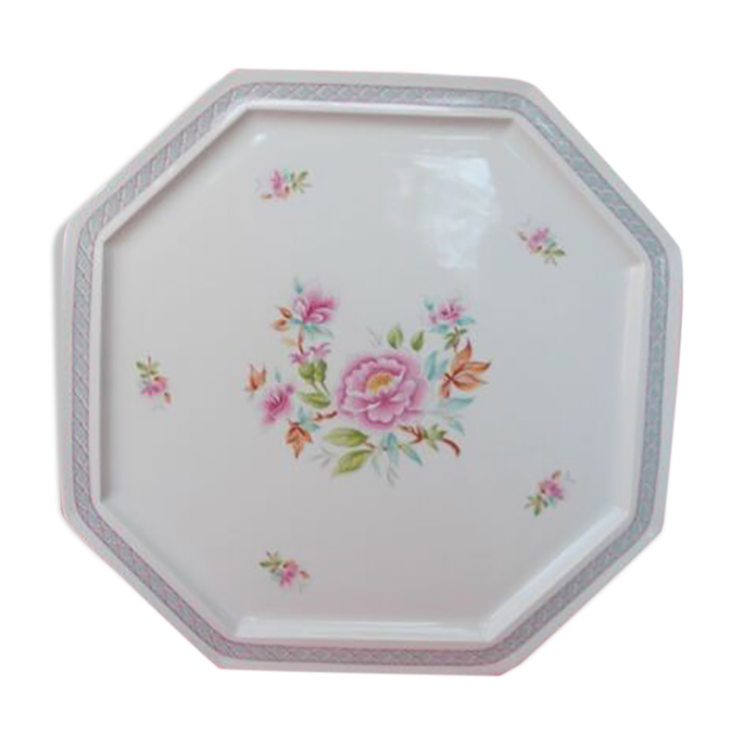 Limoges porcelain octagonal serving dish decorators Nath & Cath